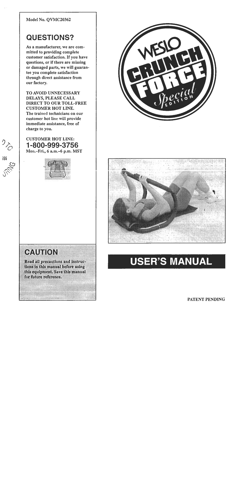 Weslo QVMC20362 Owner's Manual