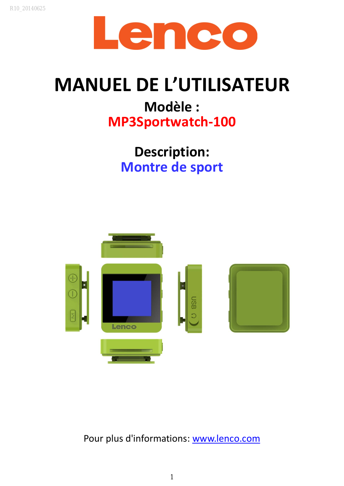 LENCO MP3 Sportwatch 100 Manuel de l’utilisateur