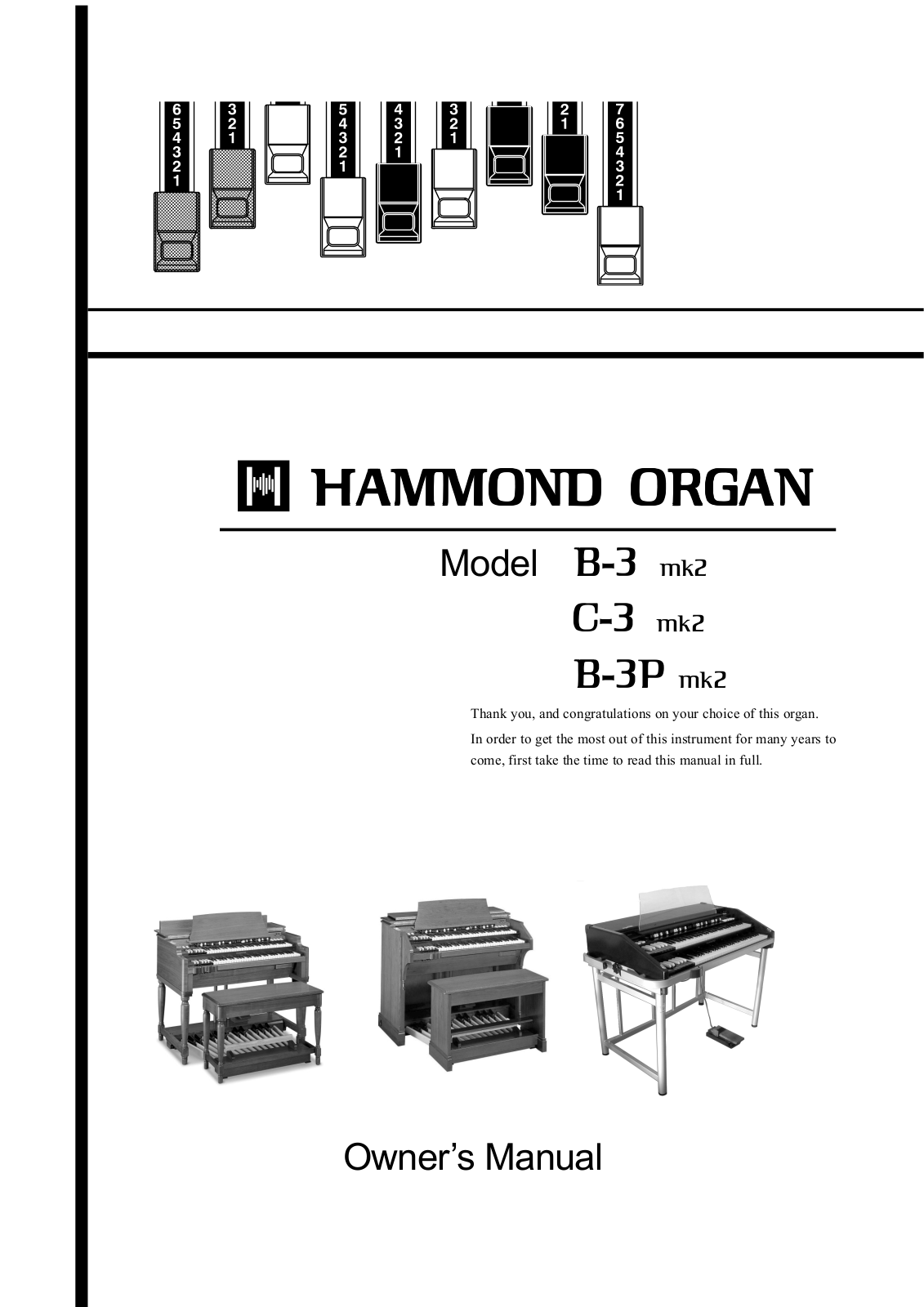 Hammond C-3 mk2, B-3 mk2, B-3P mk2 Owner's Manual