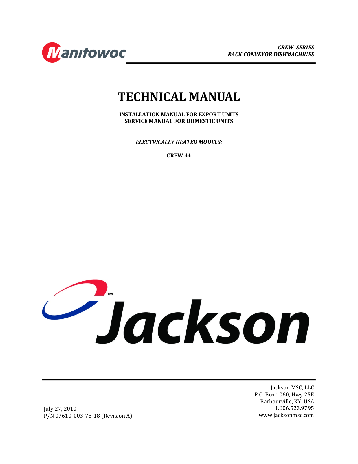 Jackson CREW44 Service Manual