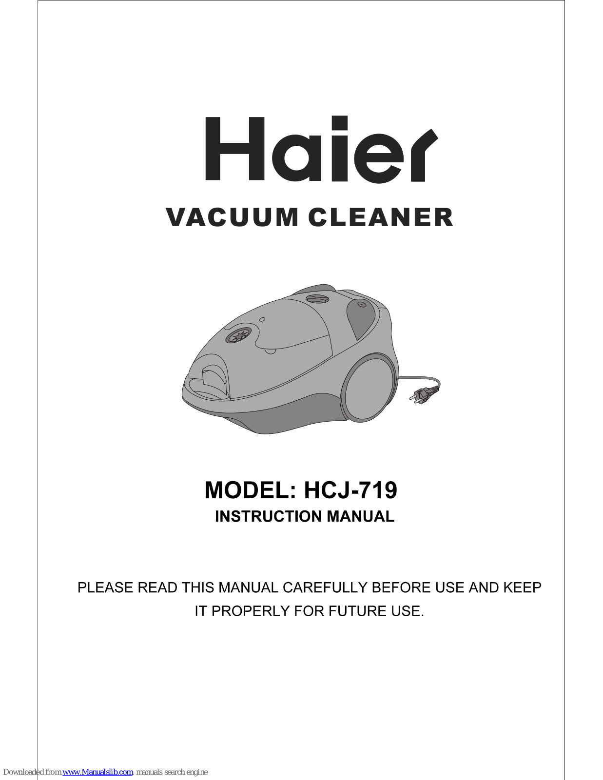 Haier HCJ-719 Instruction Manual