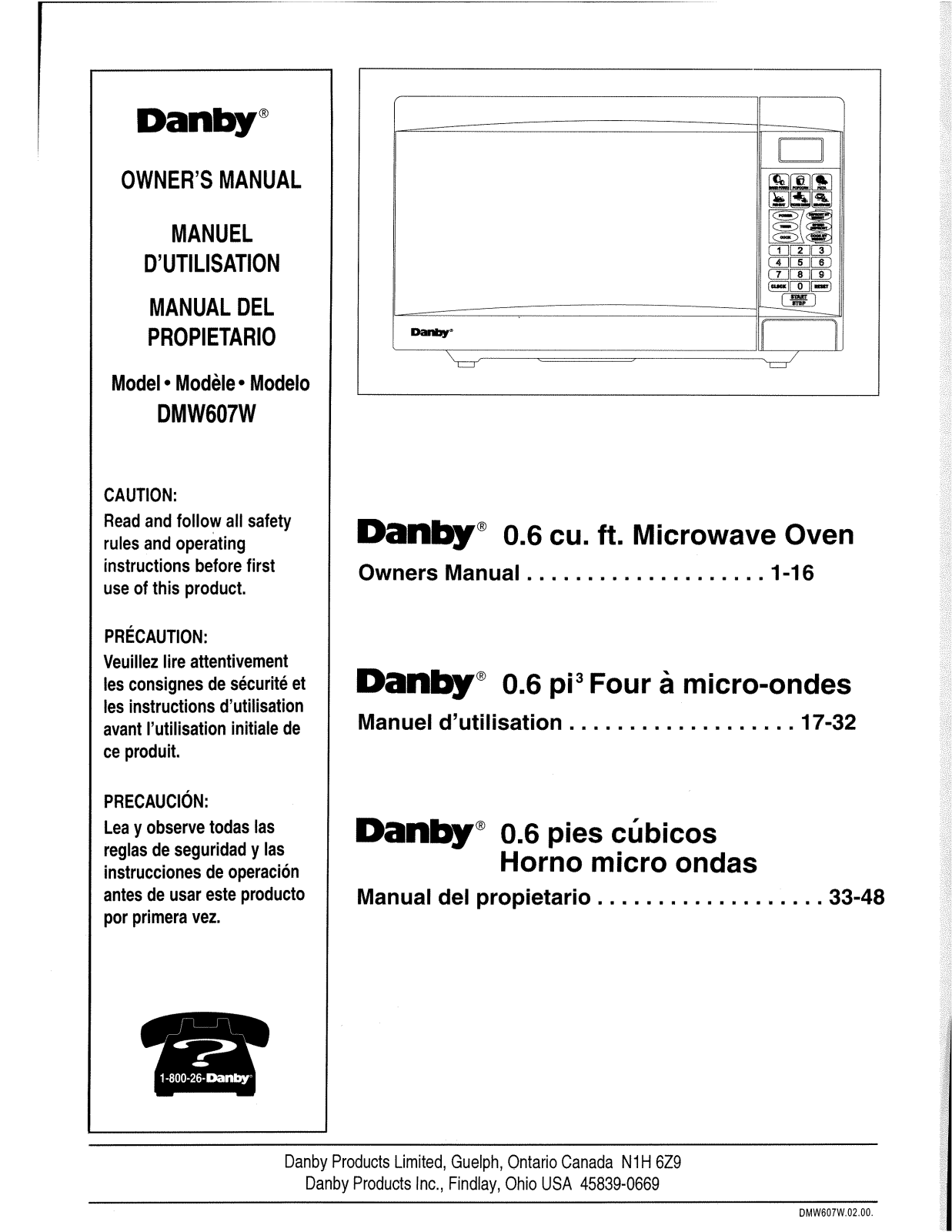 Danby DMW607W User Manual