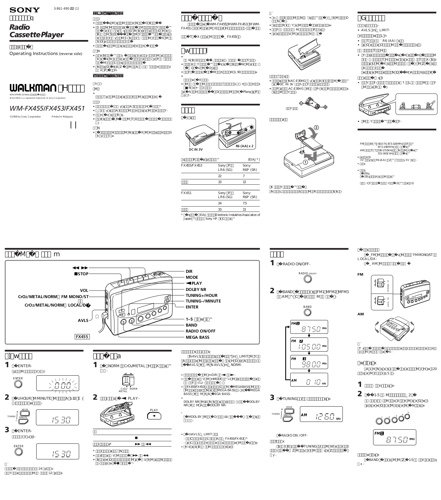 Sony WM-FX455 User Manual