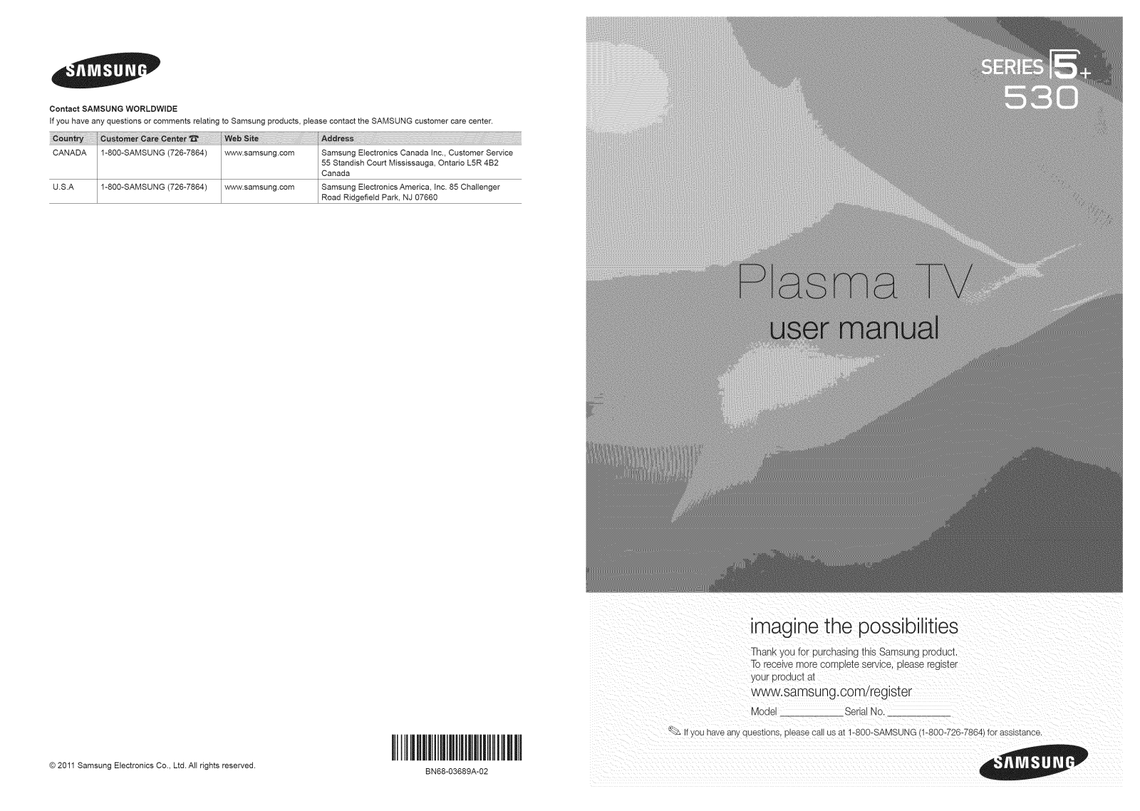 Samsung PN59D530A3FXZA-Y302, PN59D530A3FXZA-Y301 Owner’s Manual