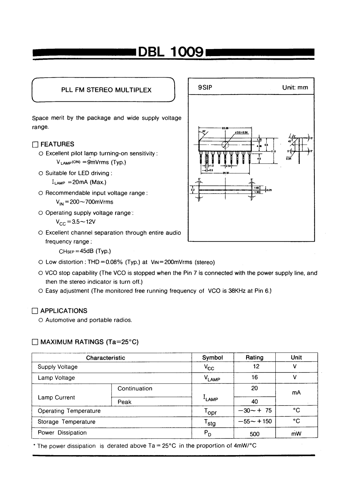 Daewoo Semiconductor DBL1009 Datasheet