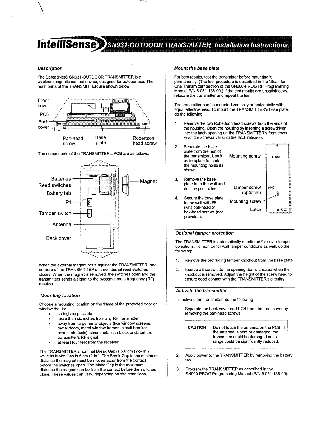 Ademco LWSN 30 DX Instructions