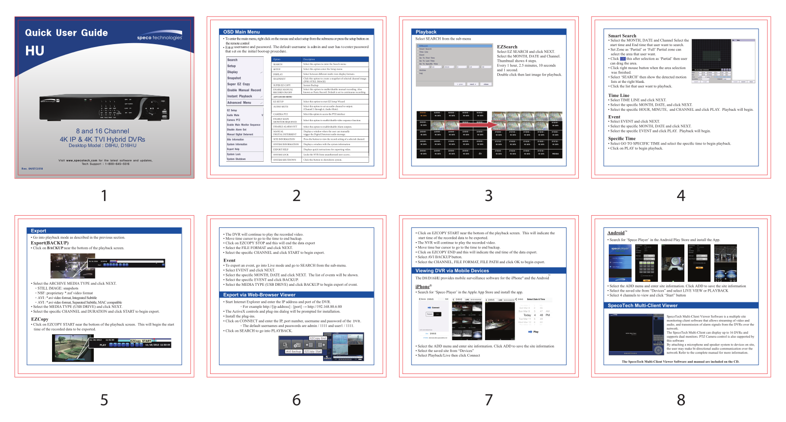 Speco Technologies D16HU, D8HU User Manual