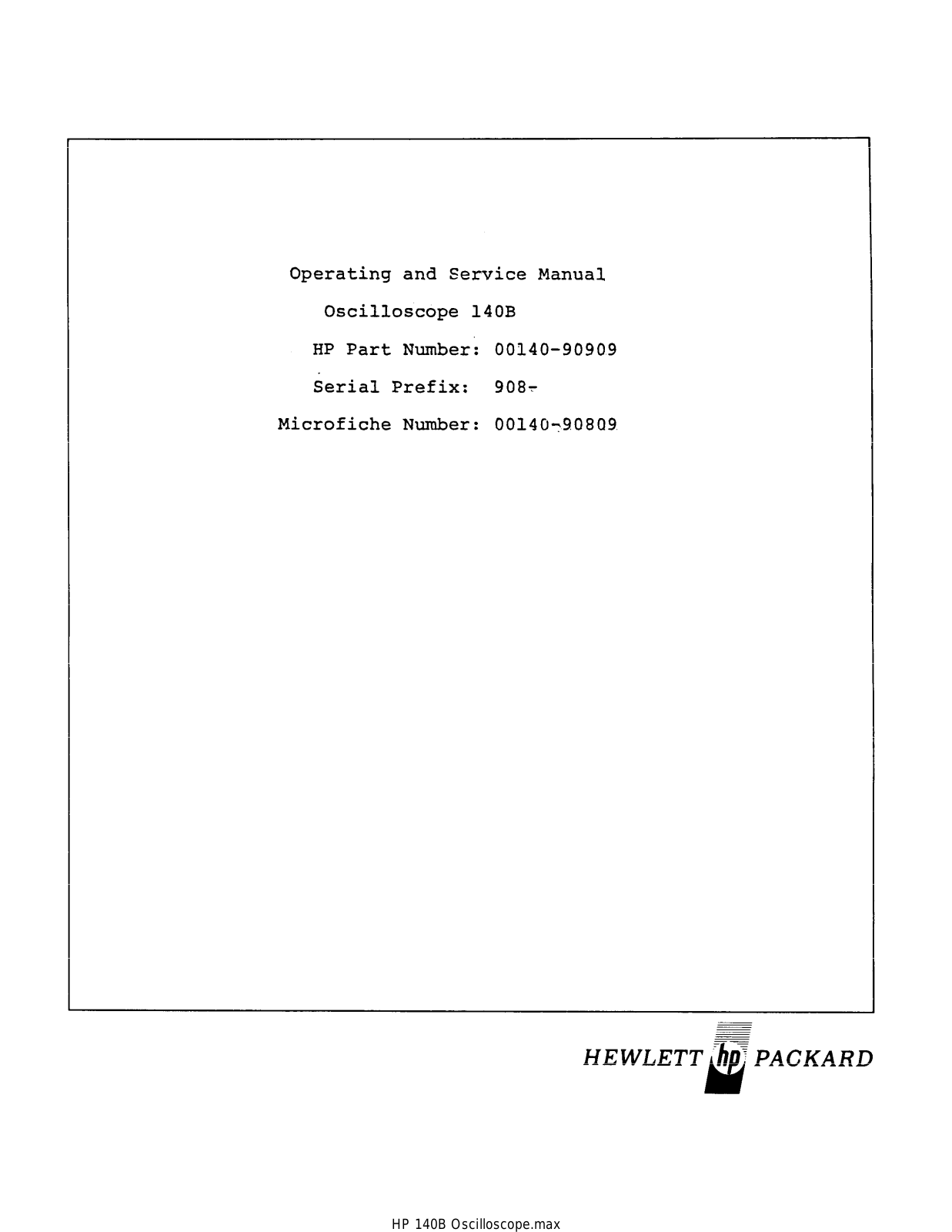 HP 140B Service manual