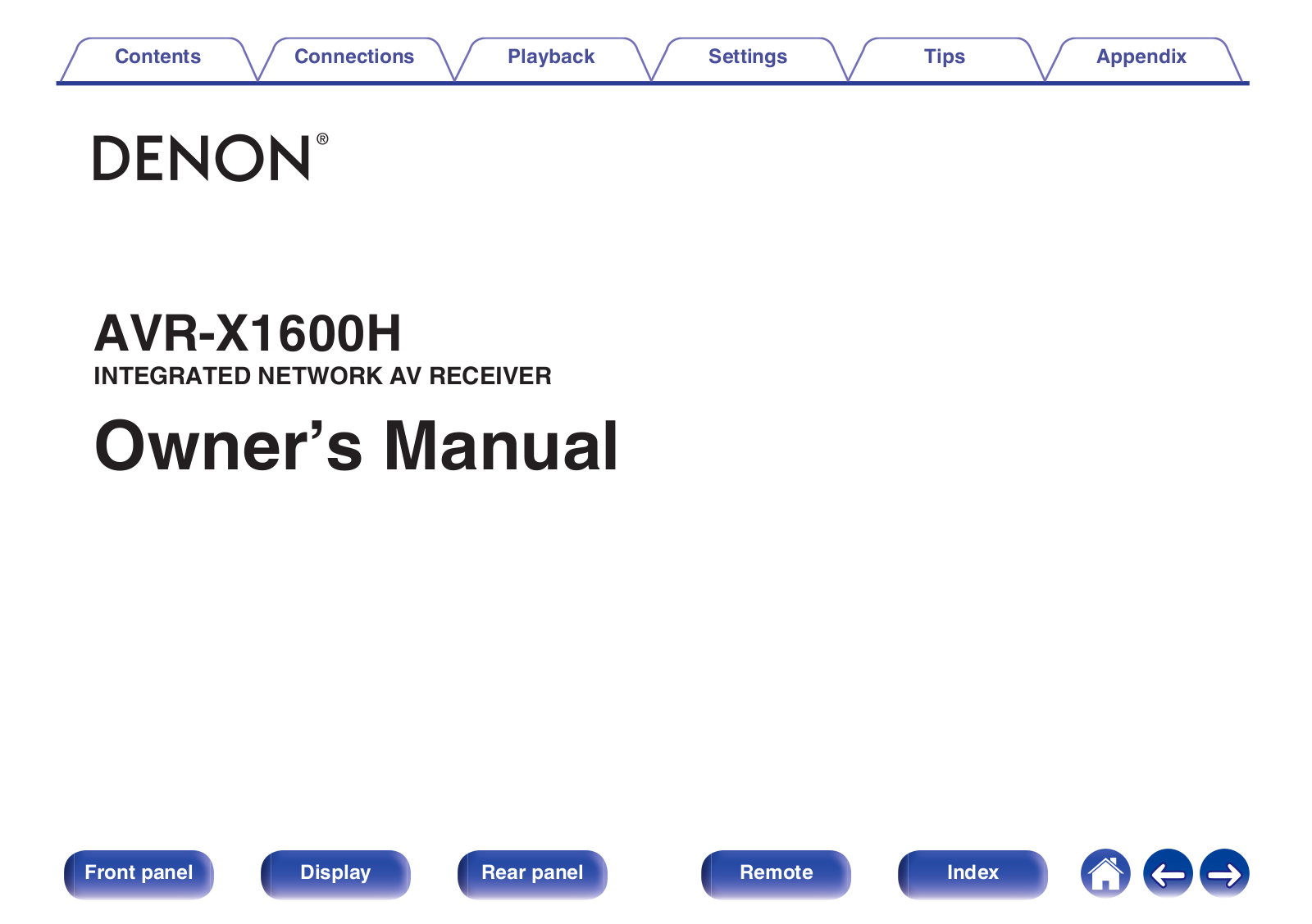 Denon AVR-X1600H Owner's Manual