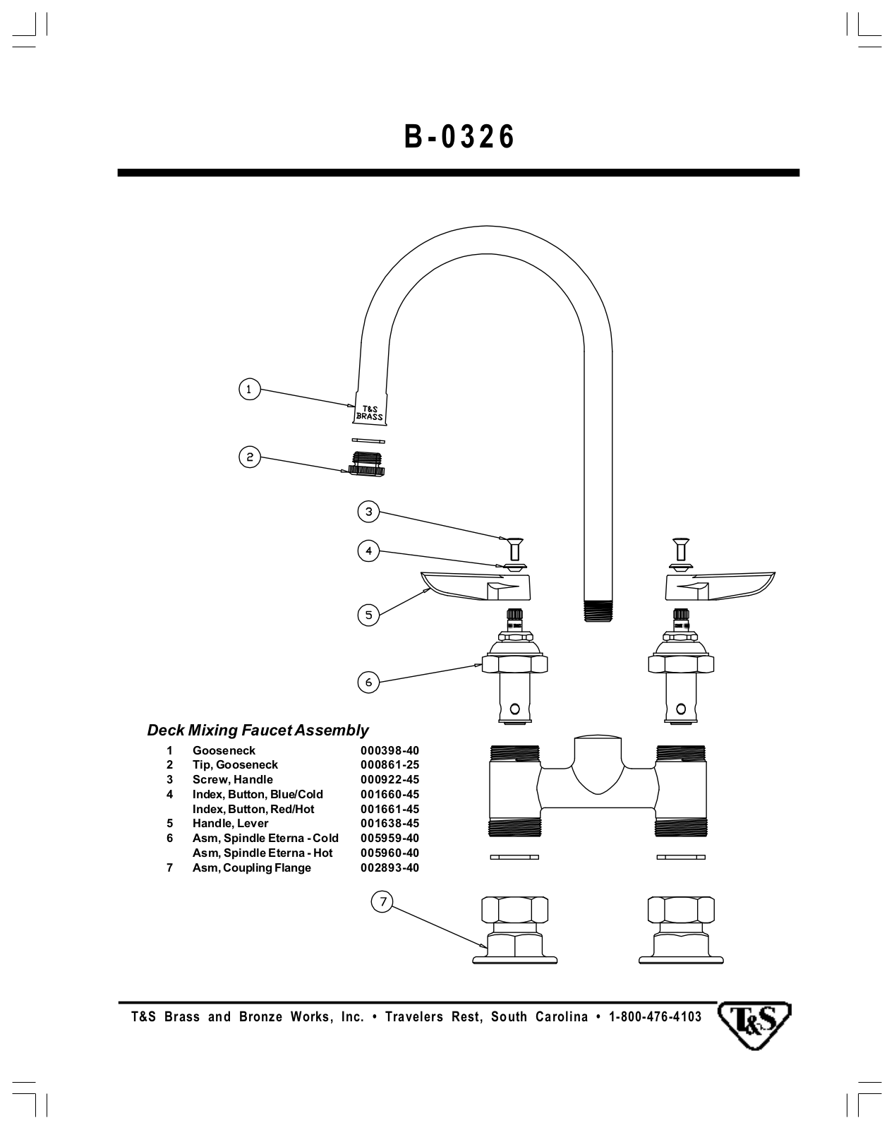 T & S Brass & Bronze Works B-0326 Part Manual