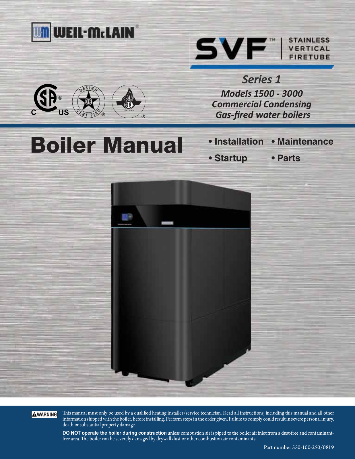 Weil-McLain SVF 1500, SVF 3000, SVF 2000, SVF 2500 User Manual