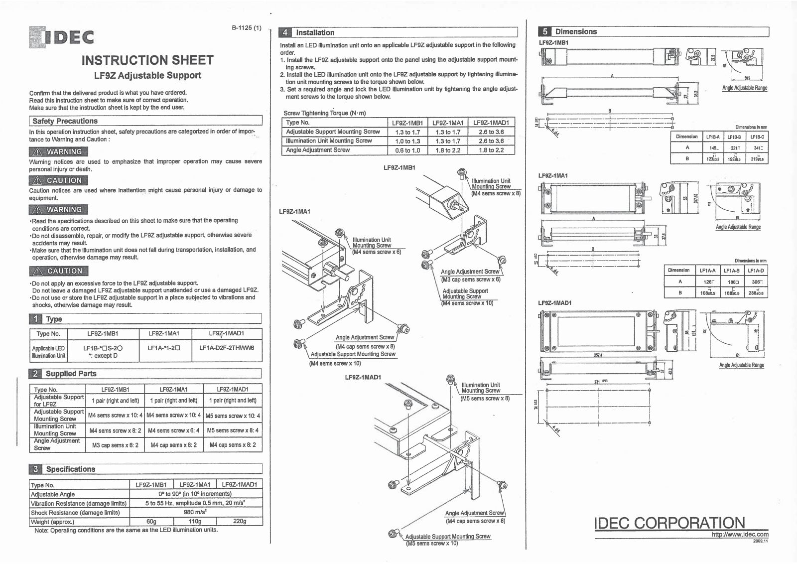 Idec LF9Z-1MB1 User guide