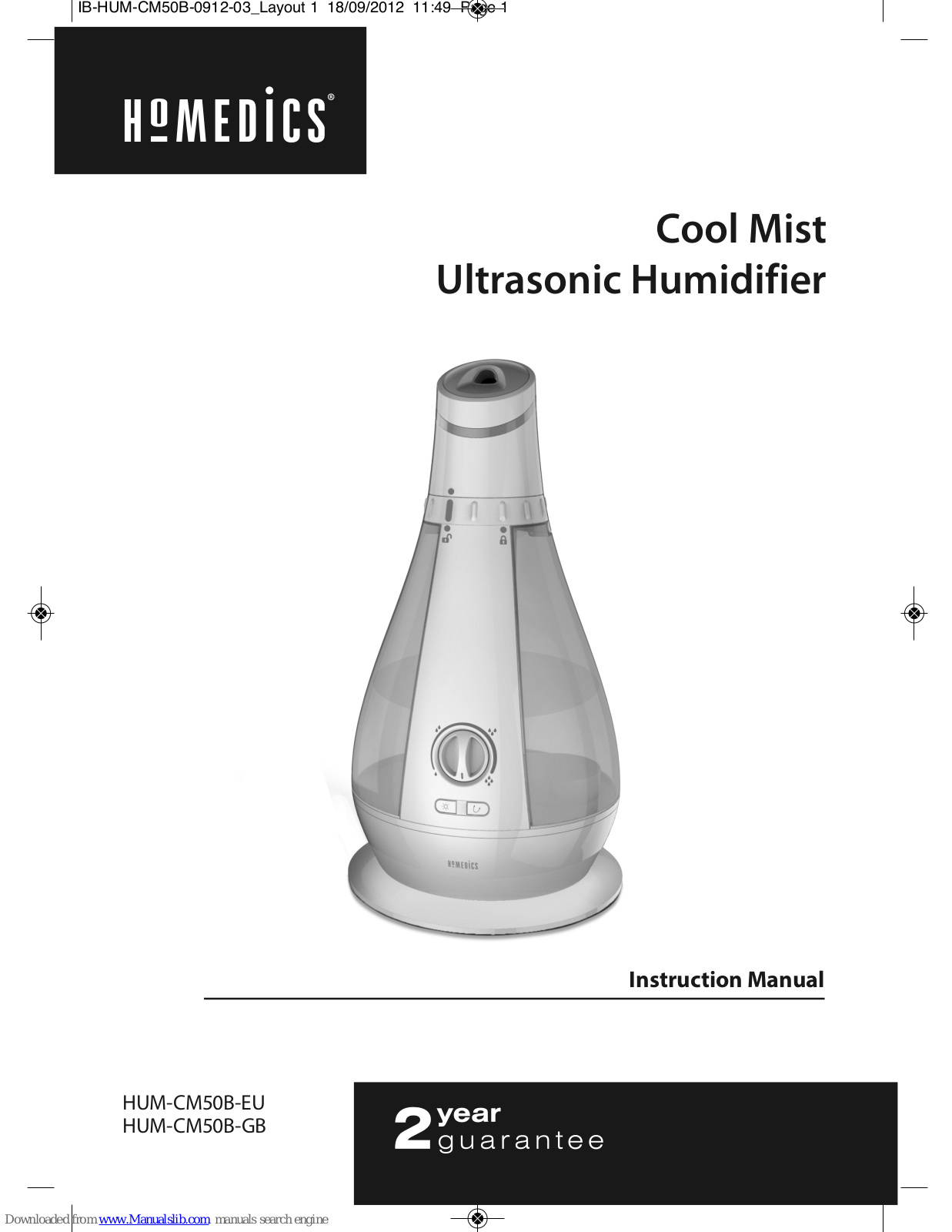 HoMedics HUM-CM50B-EU, HUM-CM50B-GB Instruction Manual