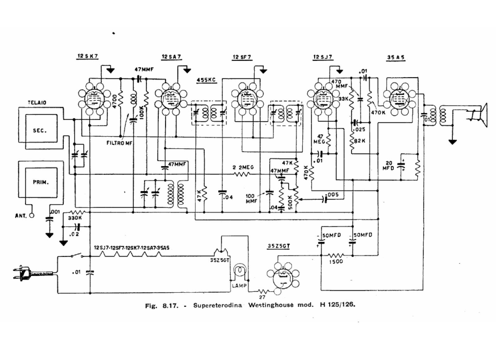 Westinghouse h125, h126 schematic