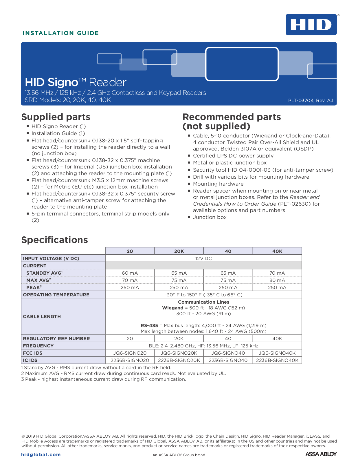 HID Global SIGNO20 Installation Guide