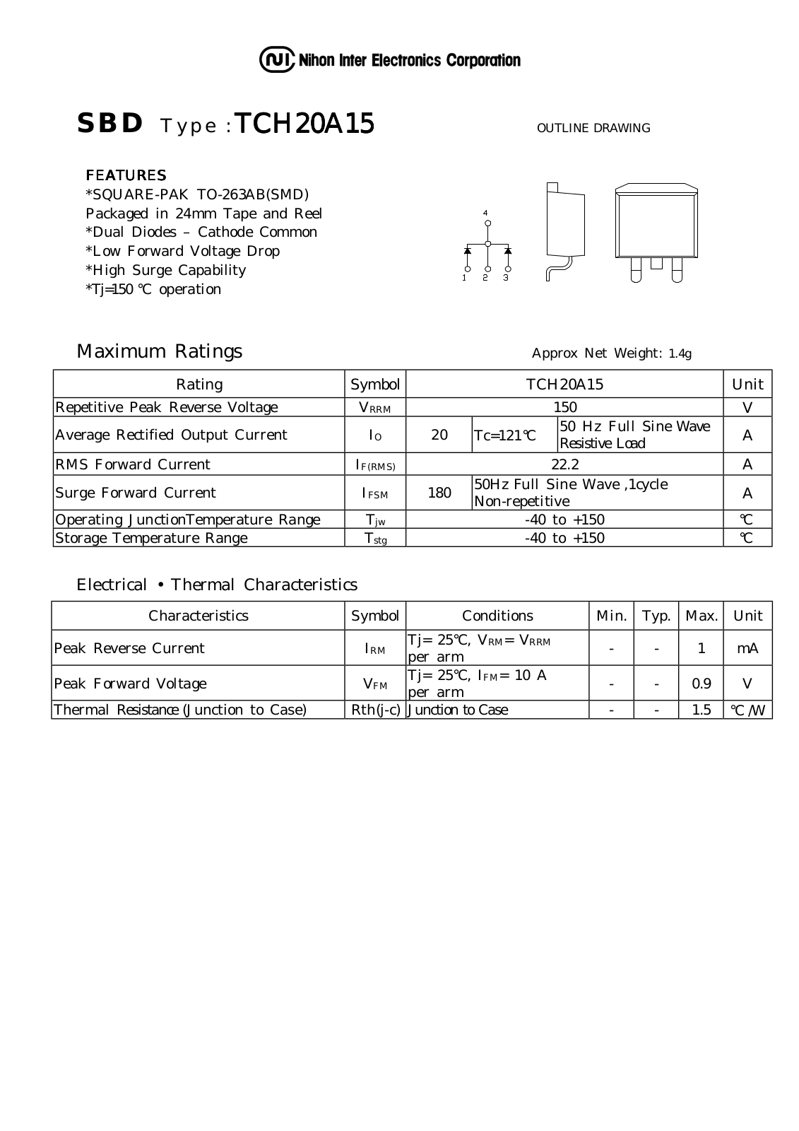 Datasheet TCH20A15 Datasheet (NIHON) - ManualMachine.com