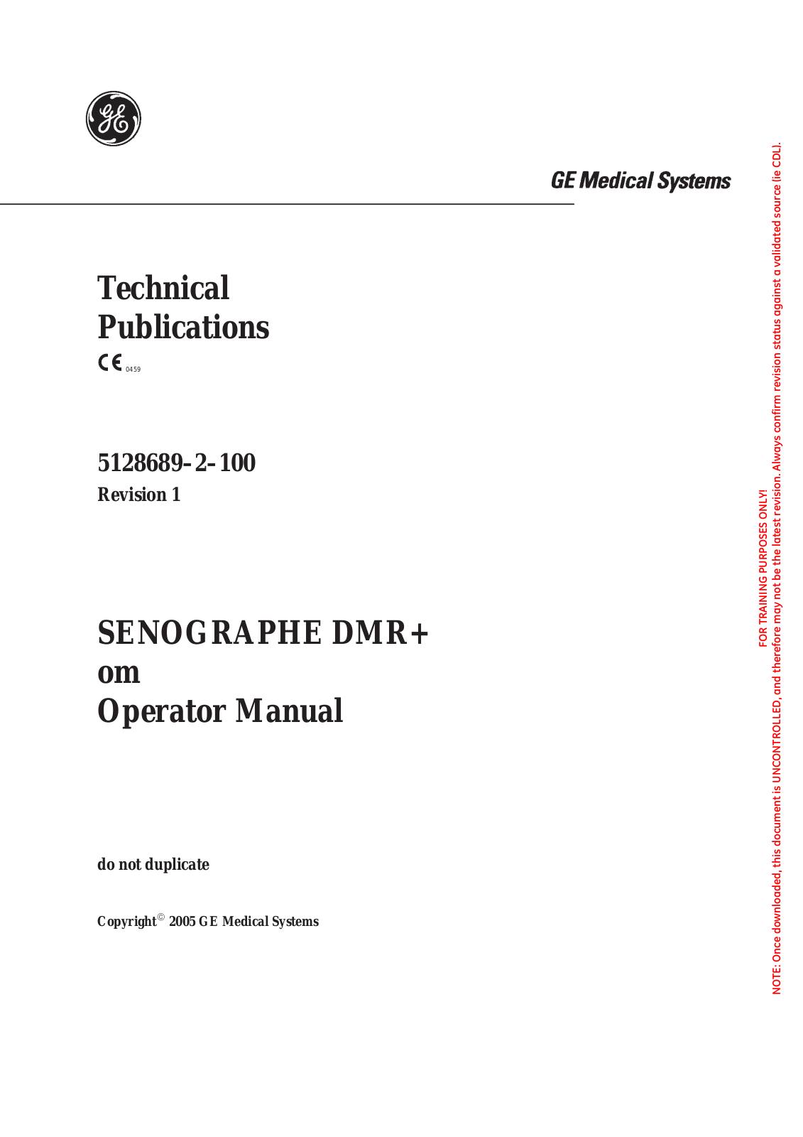GE Senographe DMR+ User manual