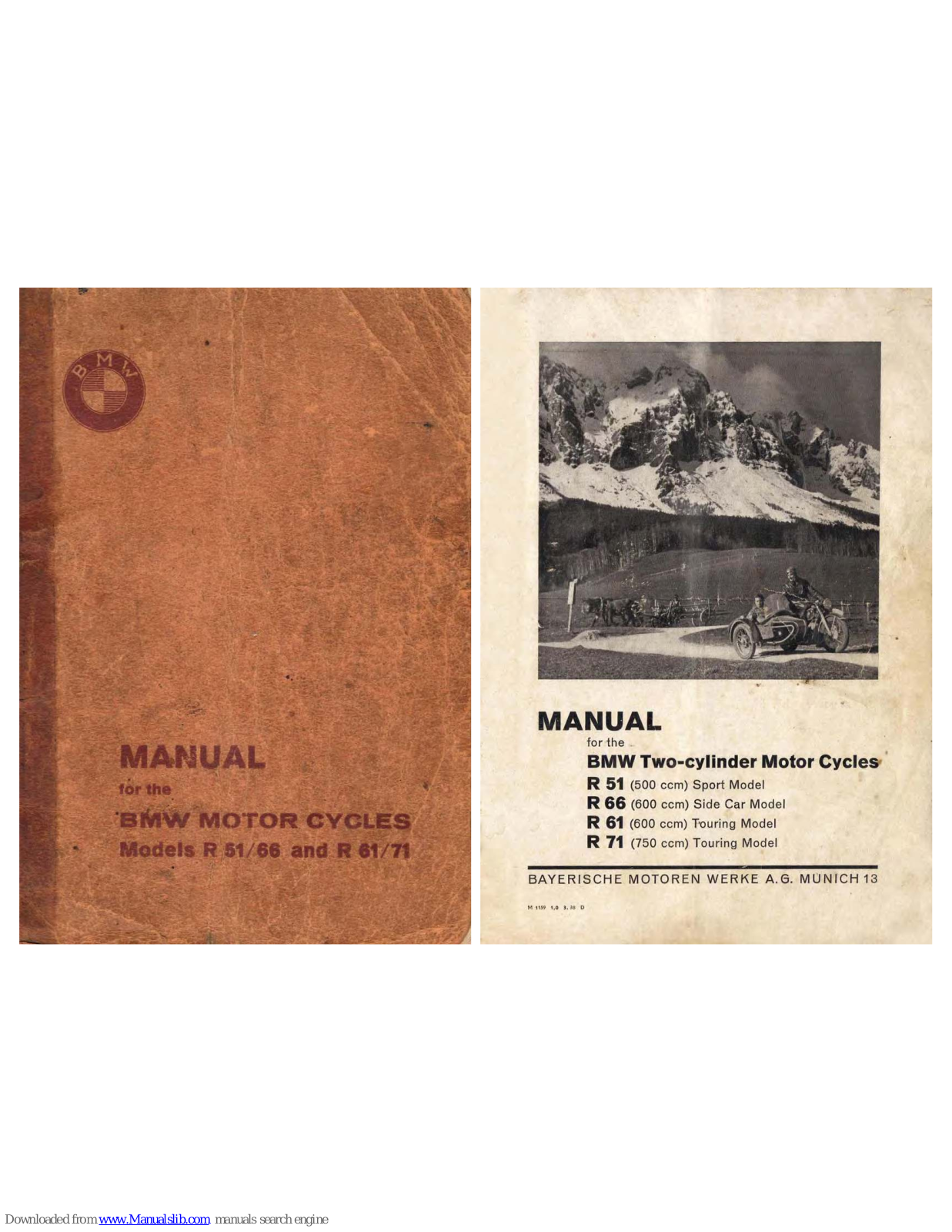 BMW R51 (1938), R66 (1938), R71 (1938), R61 (1938) Manual
