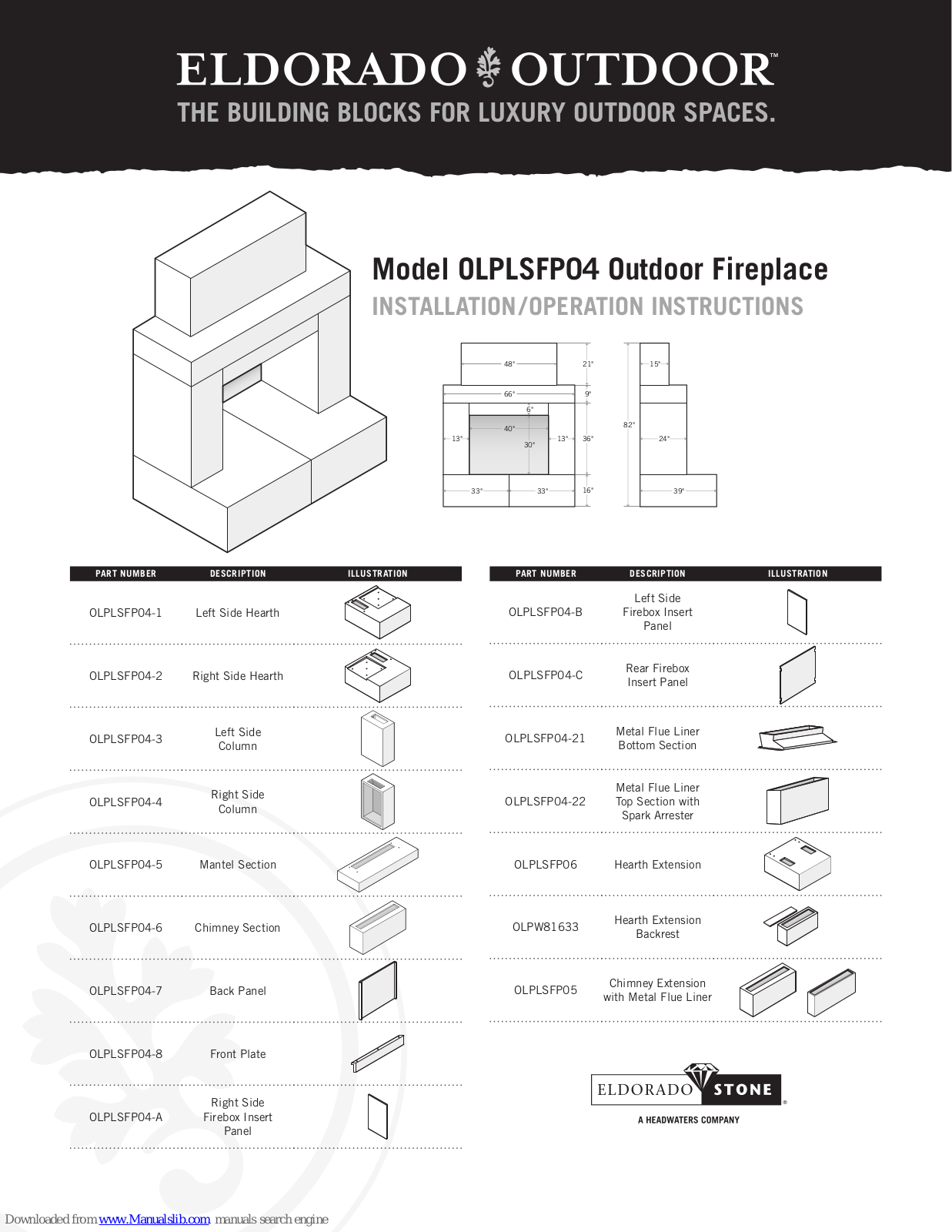 Eldorado Stone OLPLSFP04 Installation & Operation Instructions