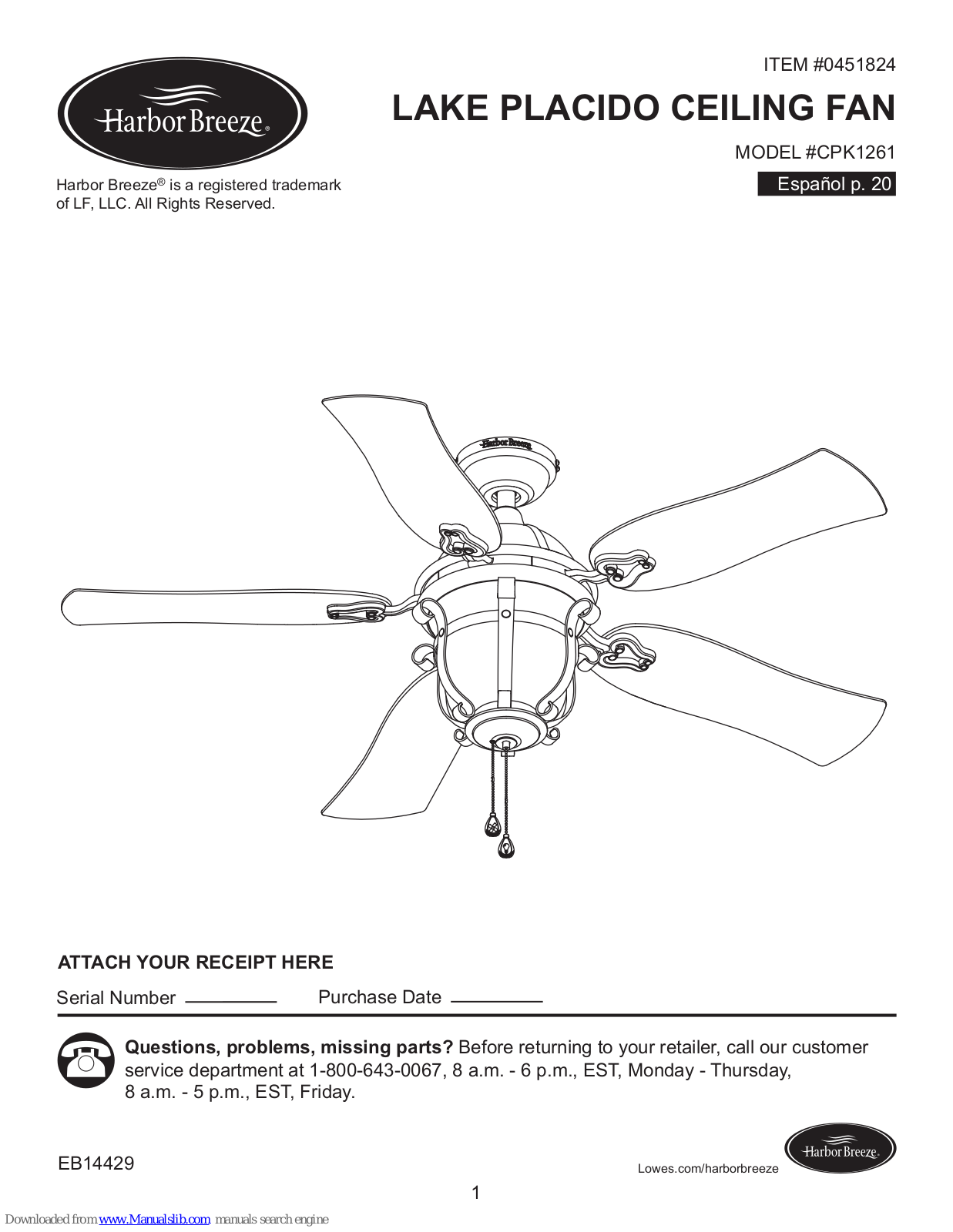 Harbor Breeze CPK1261 Installation Manual