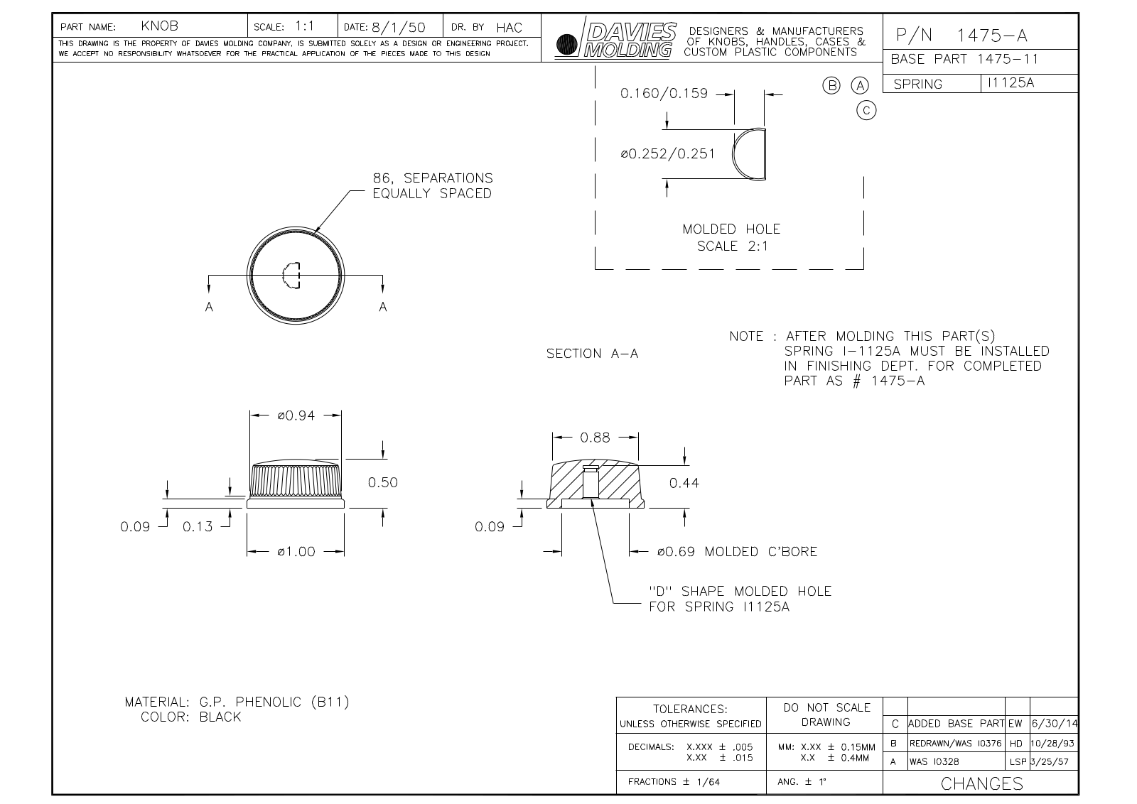 Davies Molding 1475-A Reference Drawing