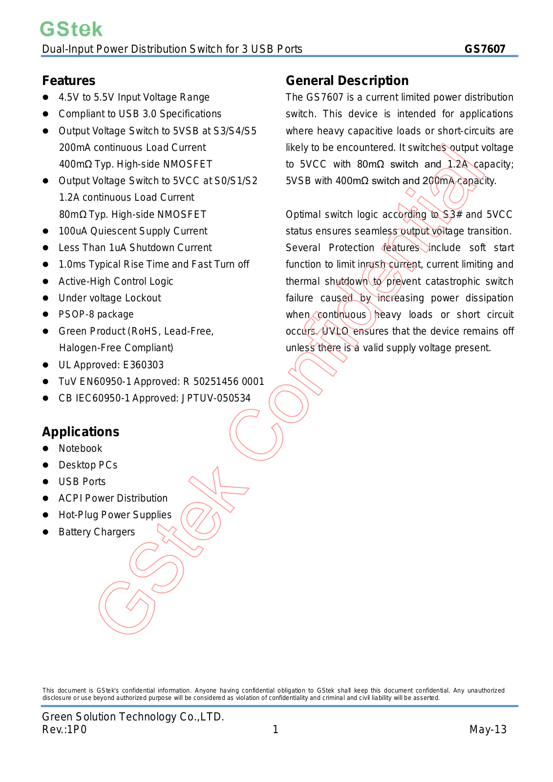 Datasheet gs7607 Datasheets - ManualMachine.com