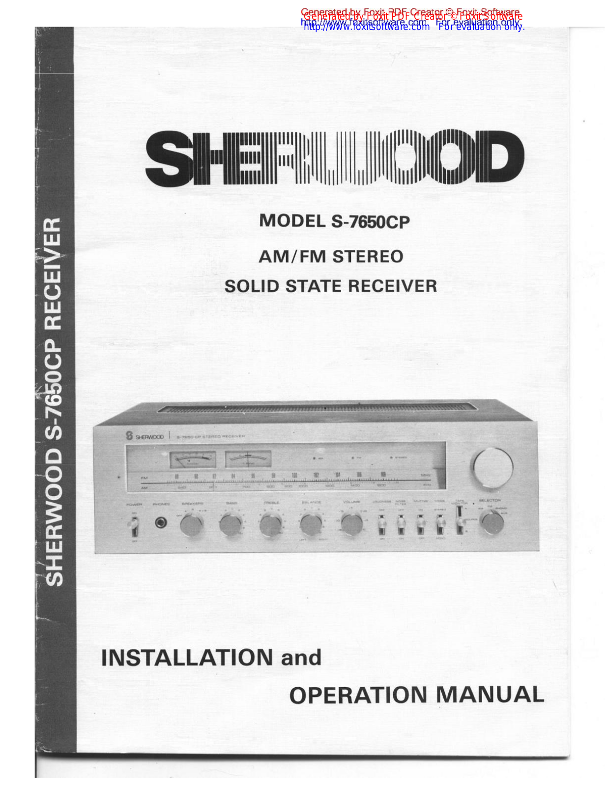 Sherwood S-7650 CP Owners manual