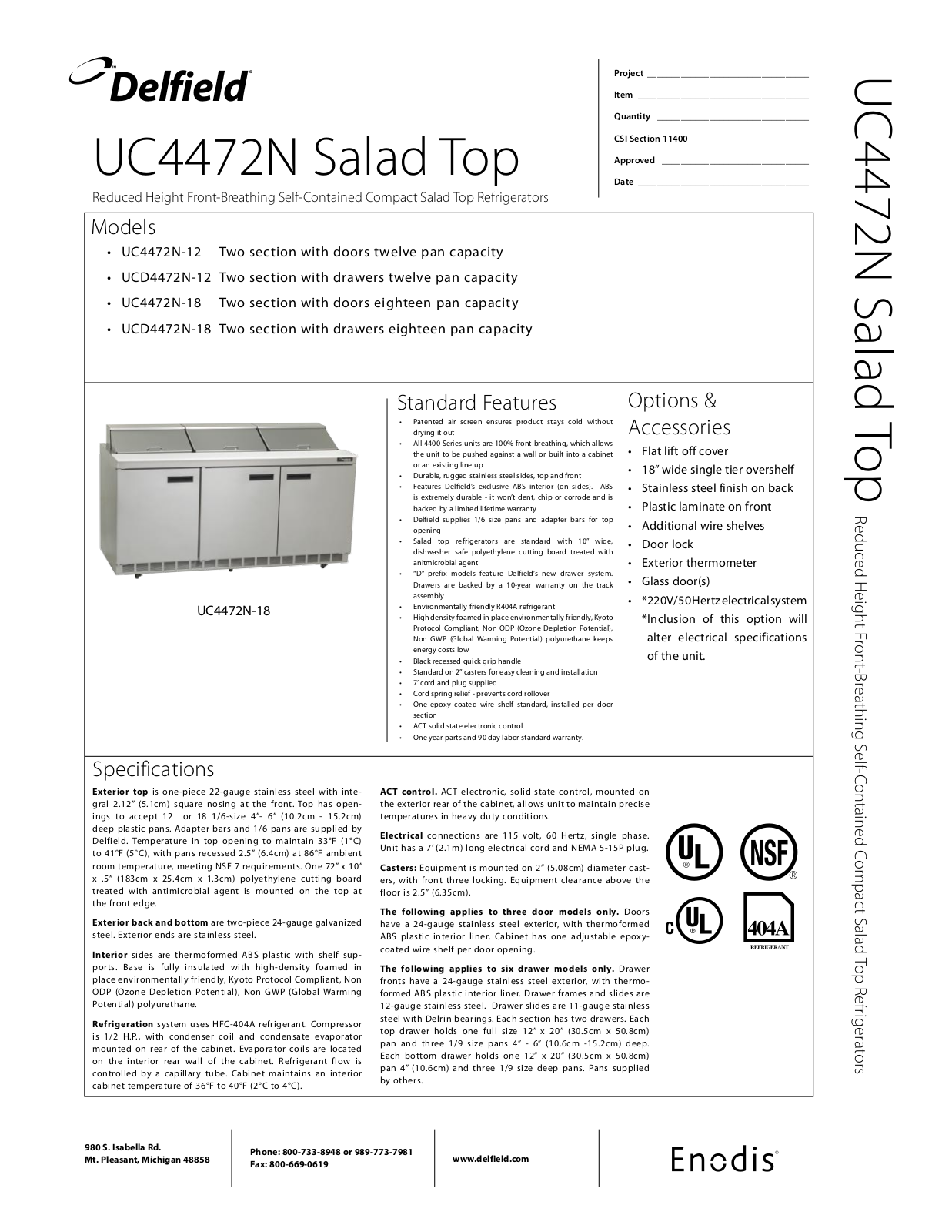 Delfield UC4472N User Manual