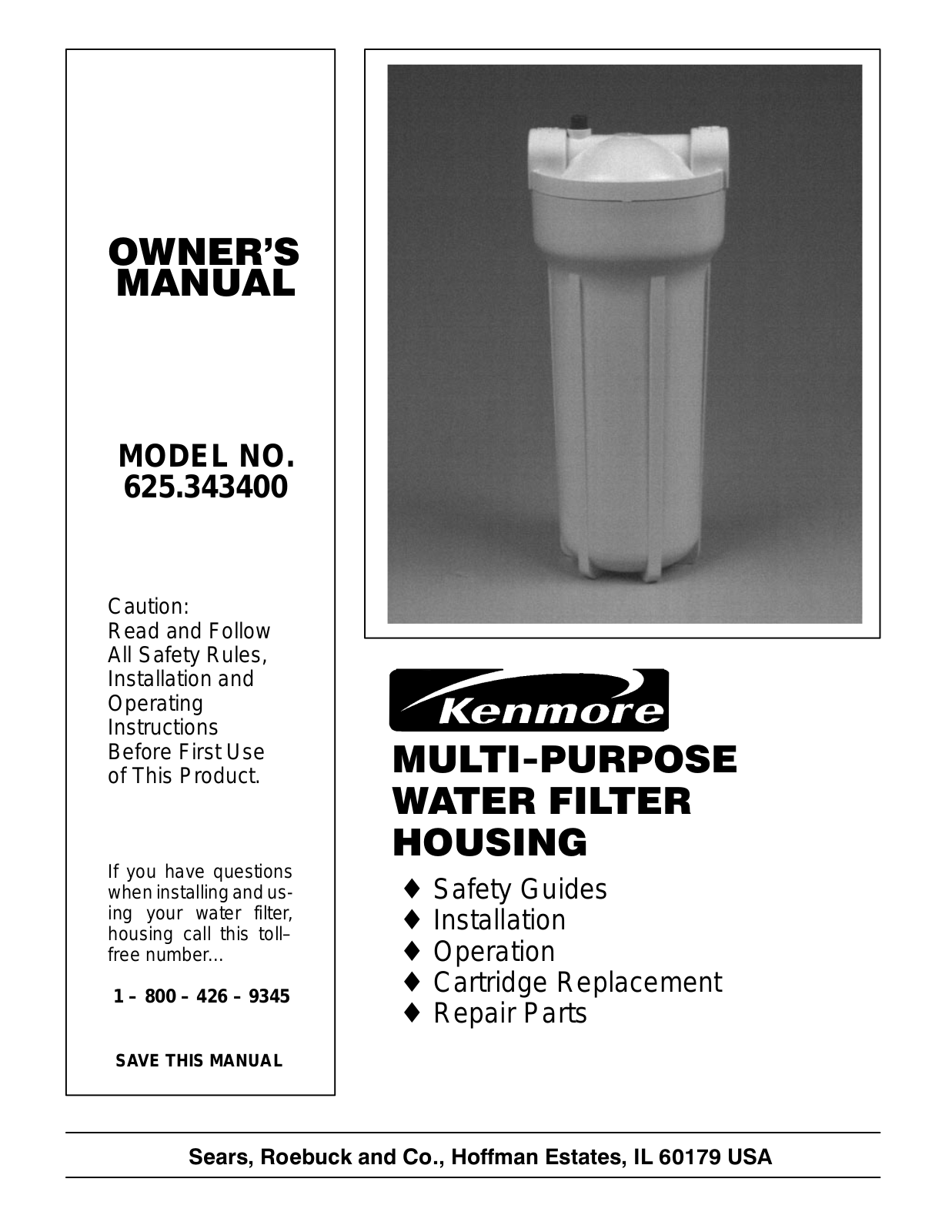 Kenmore 625.343400 User Manual