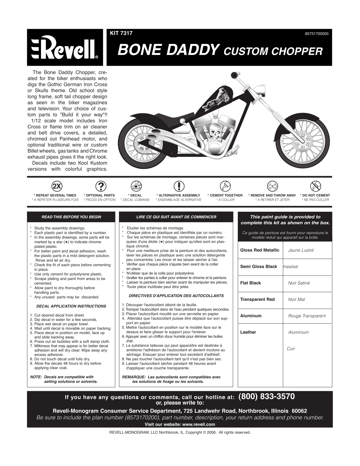 REVELL Bone Daddy Custom Chopper User Manual