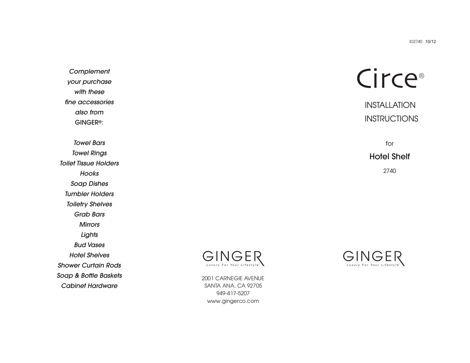 Ginger GIN1534 Installation & Assembly - ManualMachine.com