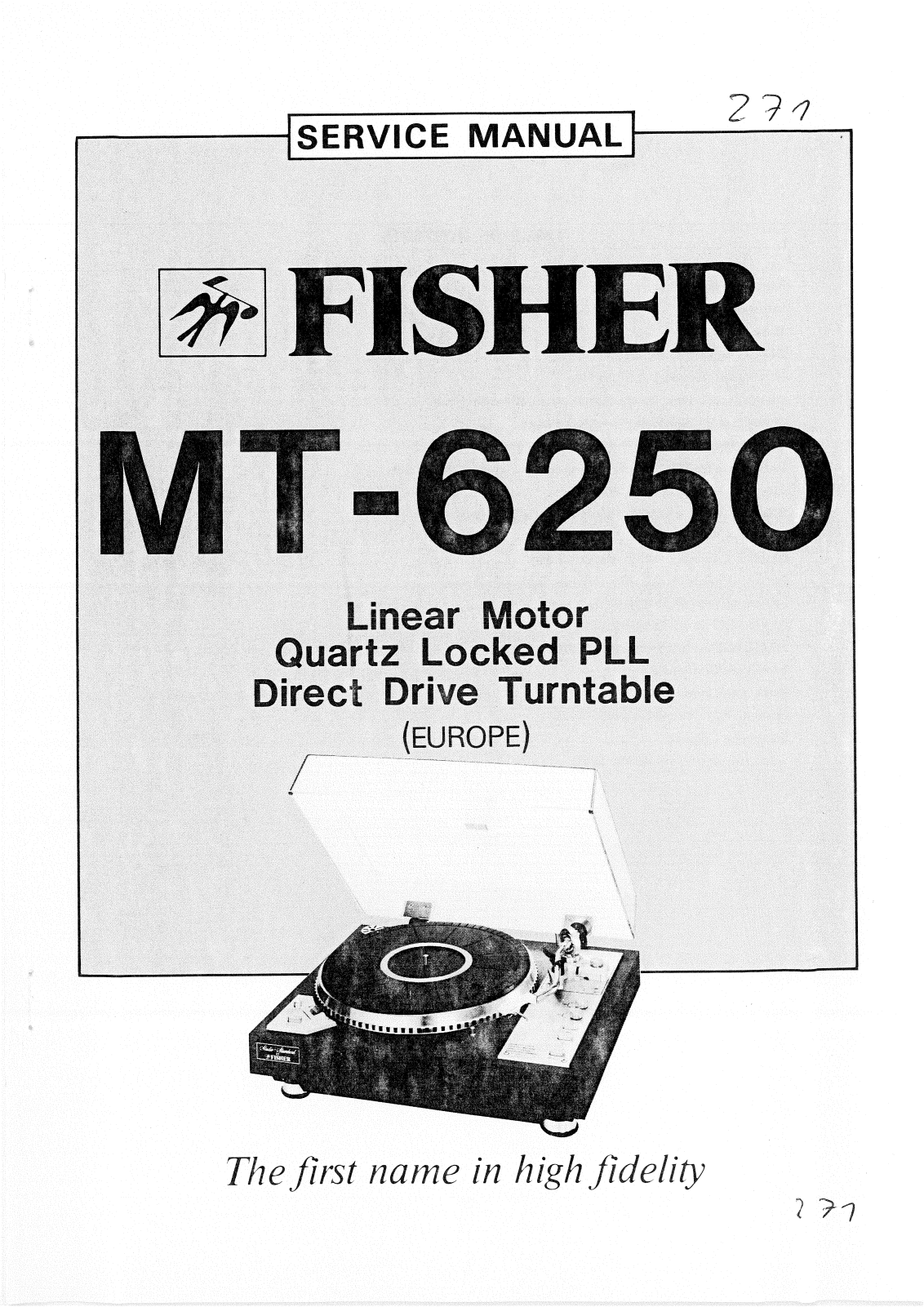 Fisher MT-6250 Service manual