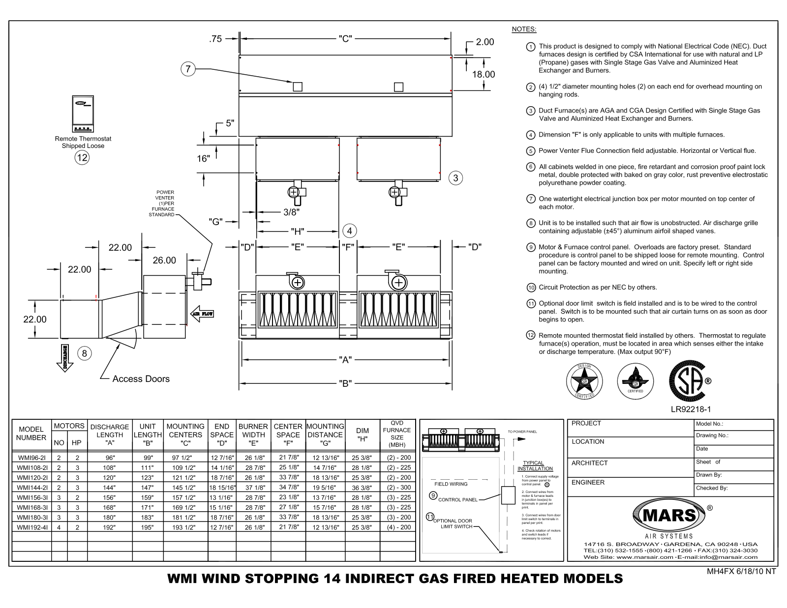 Mars Air WMI108-2I User Manual