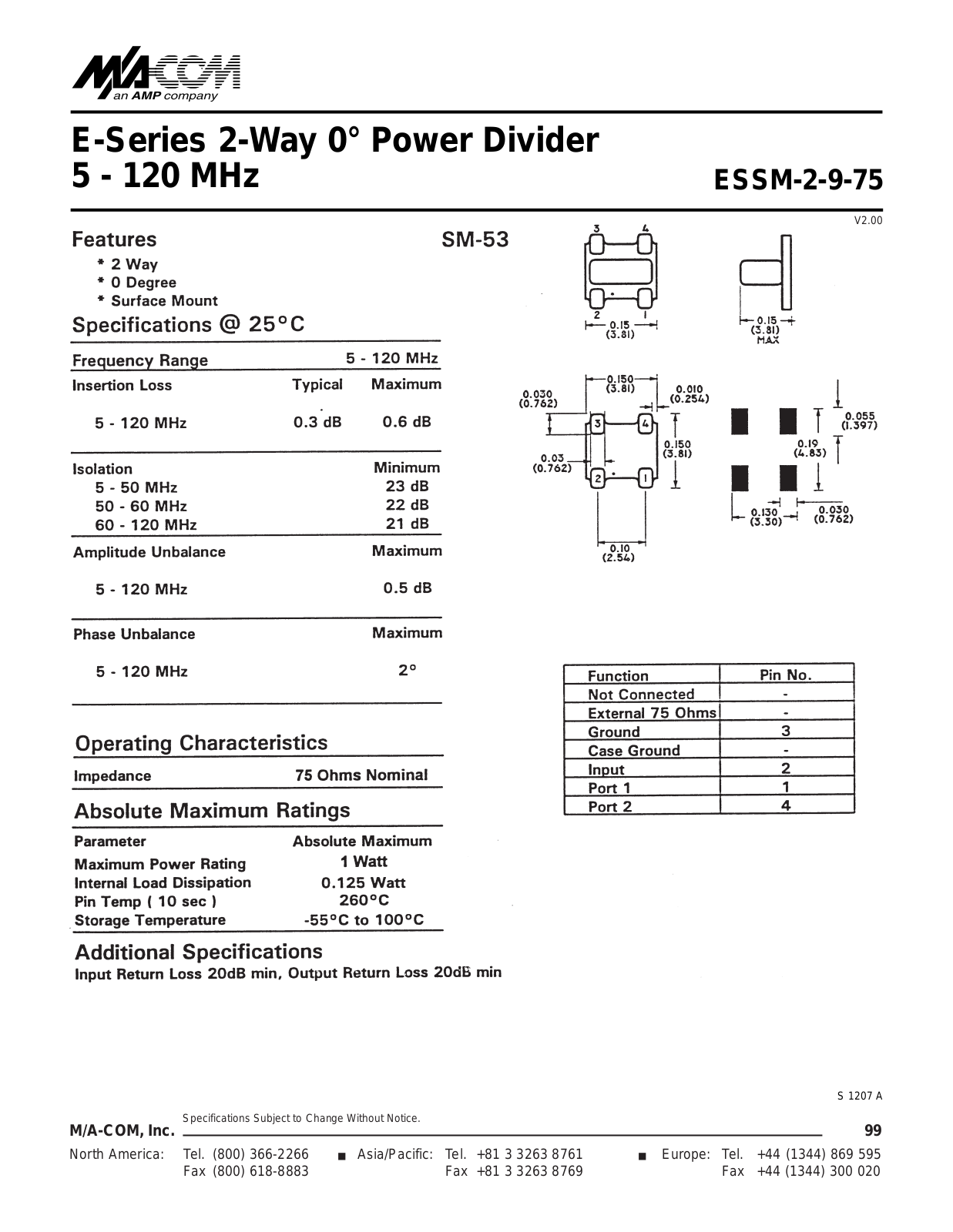 MACOM ESSM-2-9-75 Datasheet