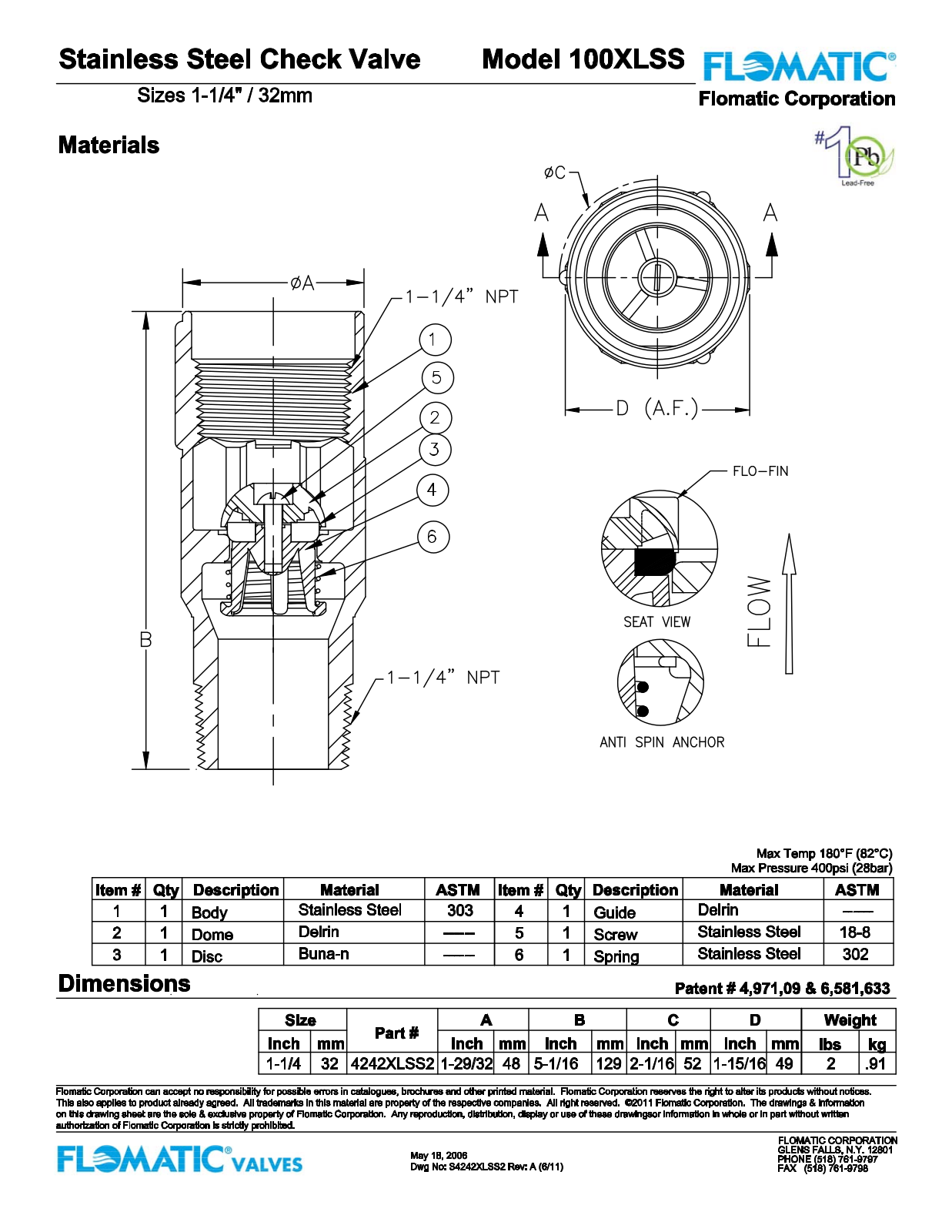 Flomatic 100XLSS Parts List