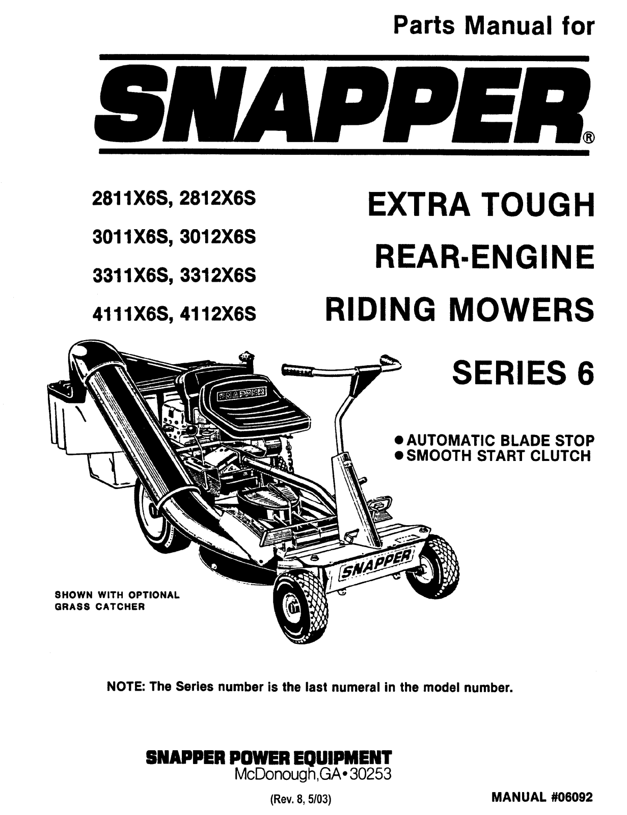 Snapper 2811X6S, 3011X6S, 3012X6S, 2812X6S User Manual