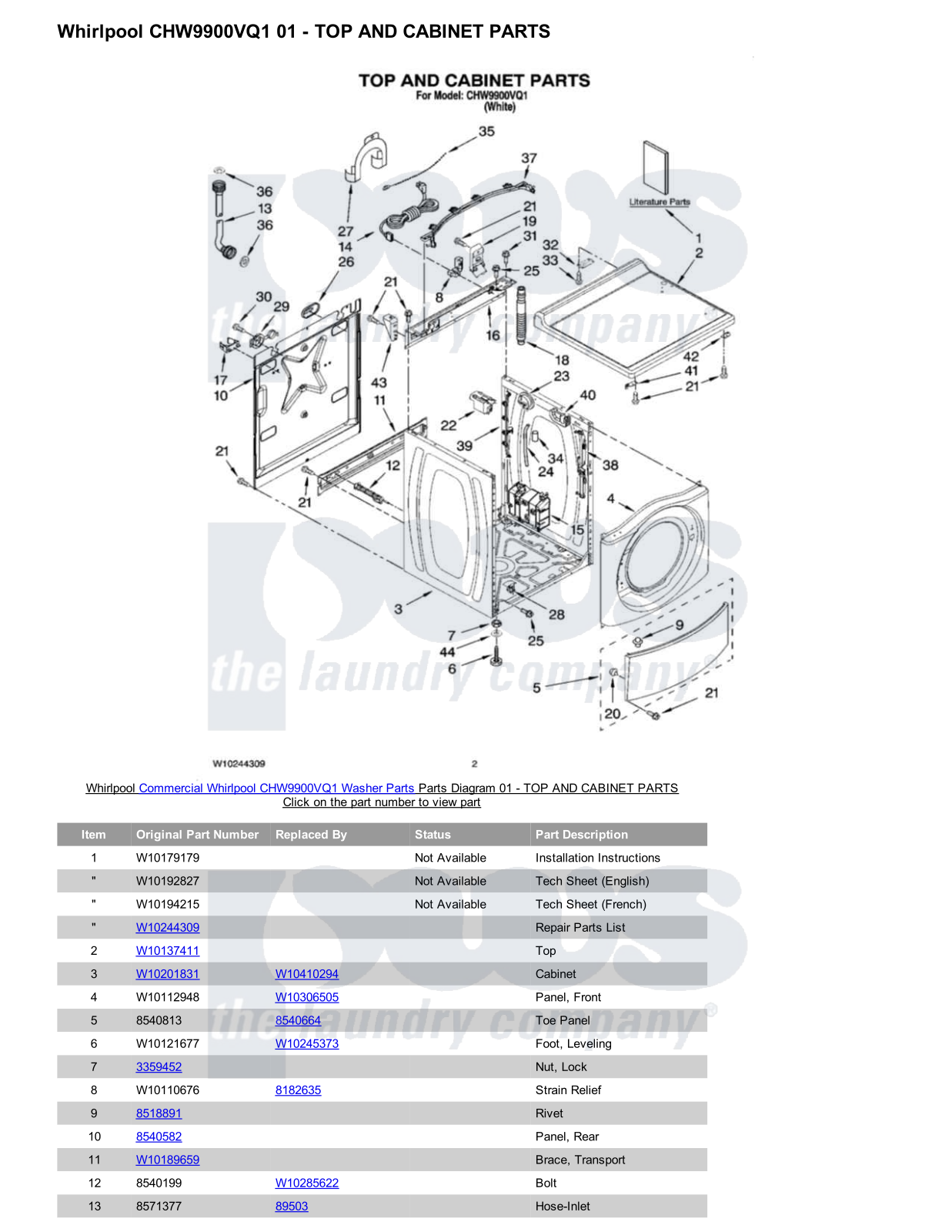 Whirlpool CHW9900VQ1 Parts Diagram