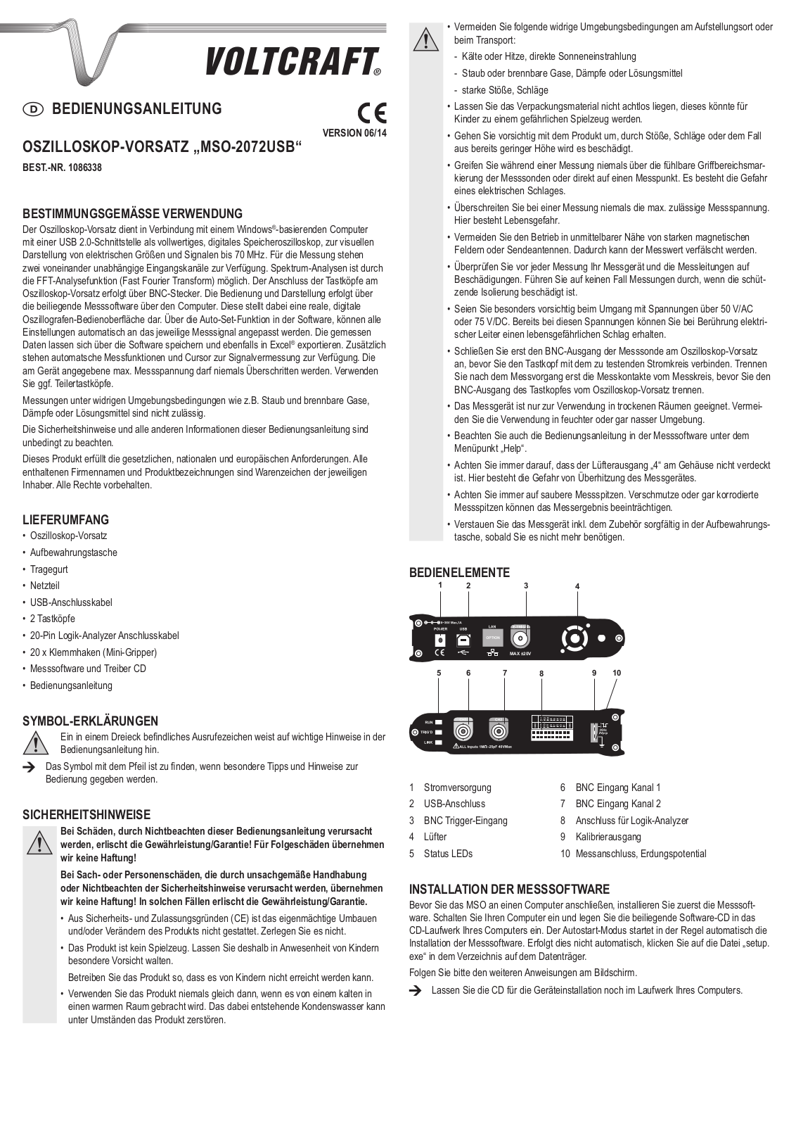 VOLTCRAFT MSO-2072USB User guide