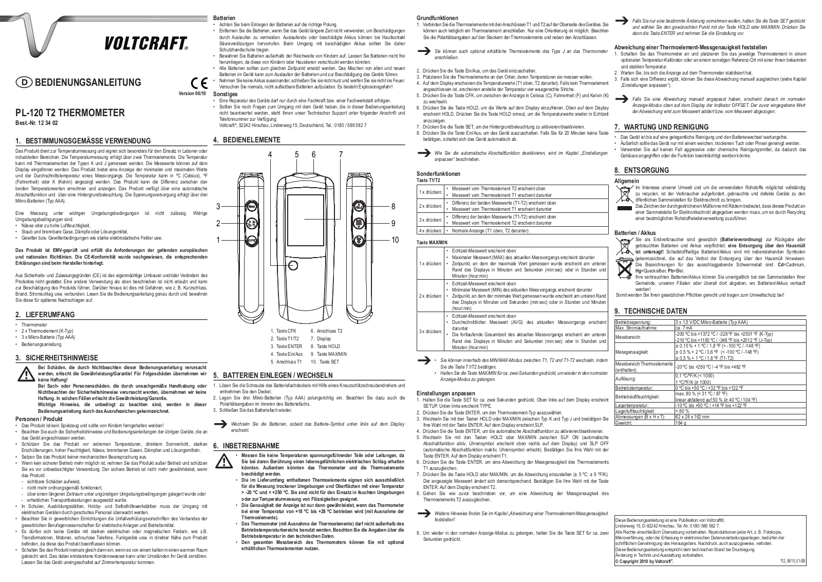 VOLTCRAFT PL-120 T2 User Manual