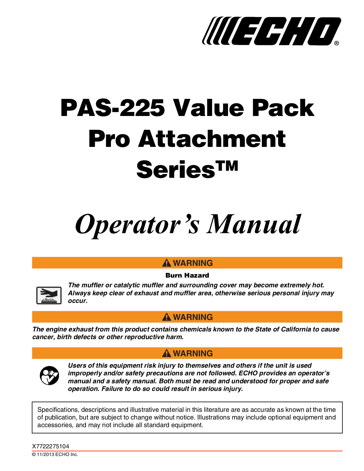 Echo PAS-225VPB User Manual