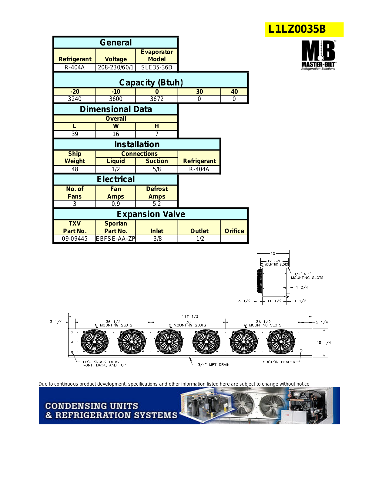 Master-Bilt L1LZ0035B User Manual