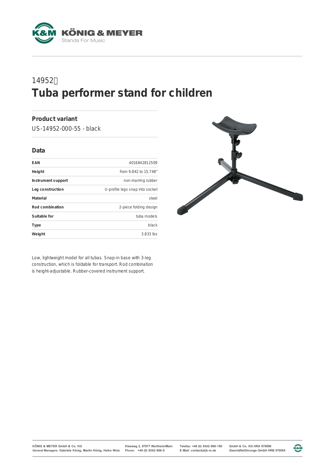 K&M 14952 Data Sheet