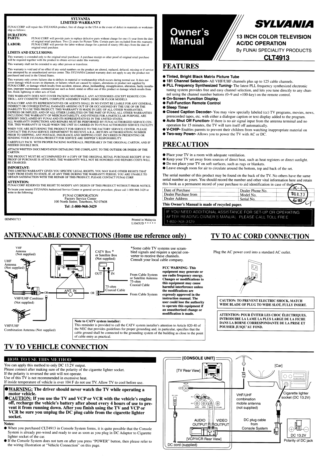 Sylvania CLT4913 User Manual