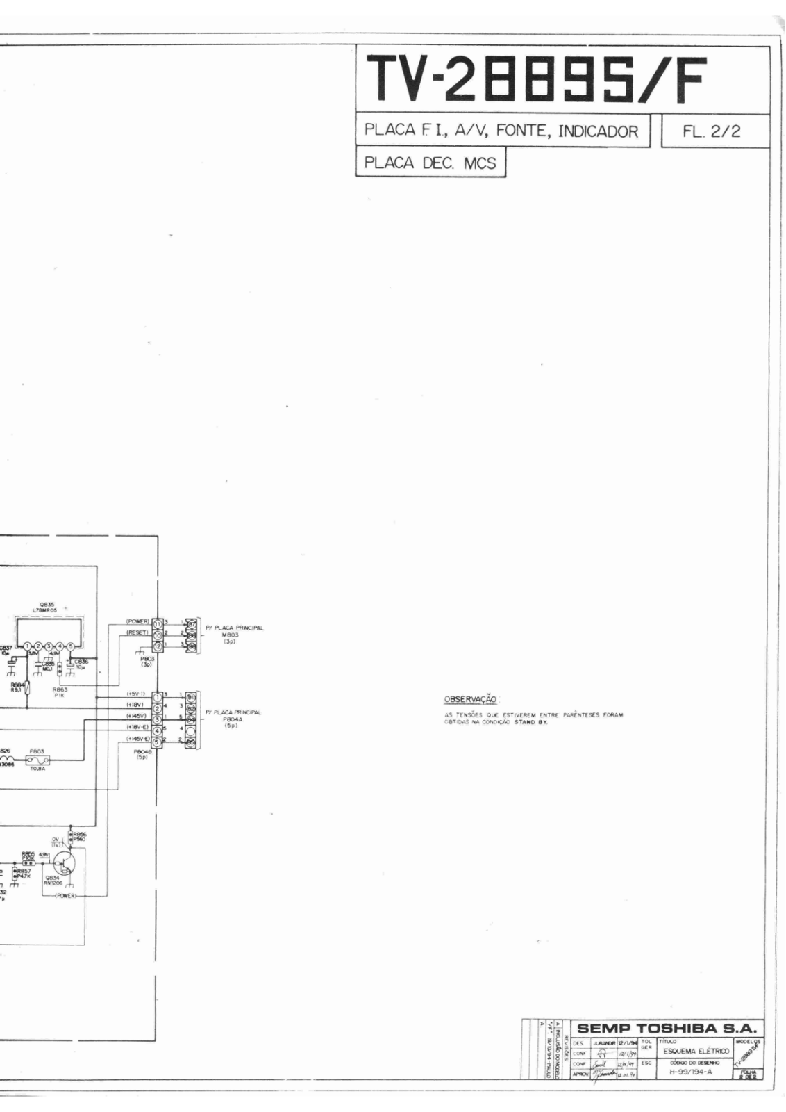 Toshiba 2889, 2889 F-D Schematic