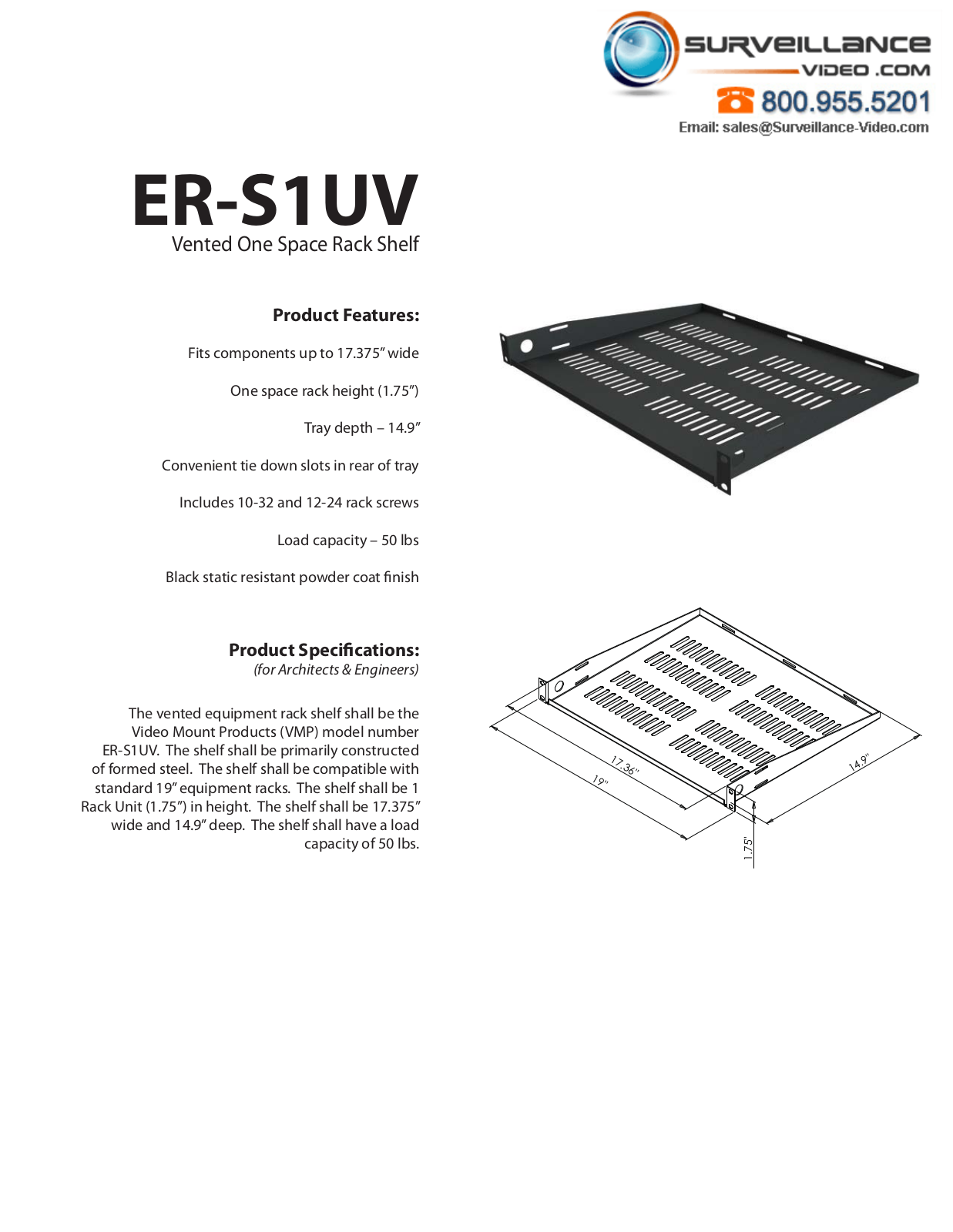 VMP ER-S1UV Specsheet - ManualMachine.com
