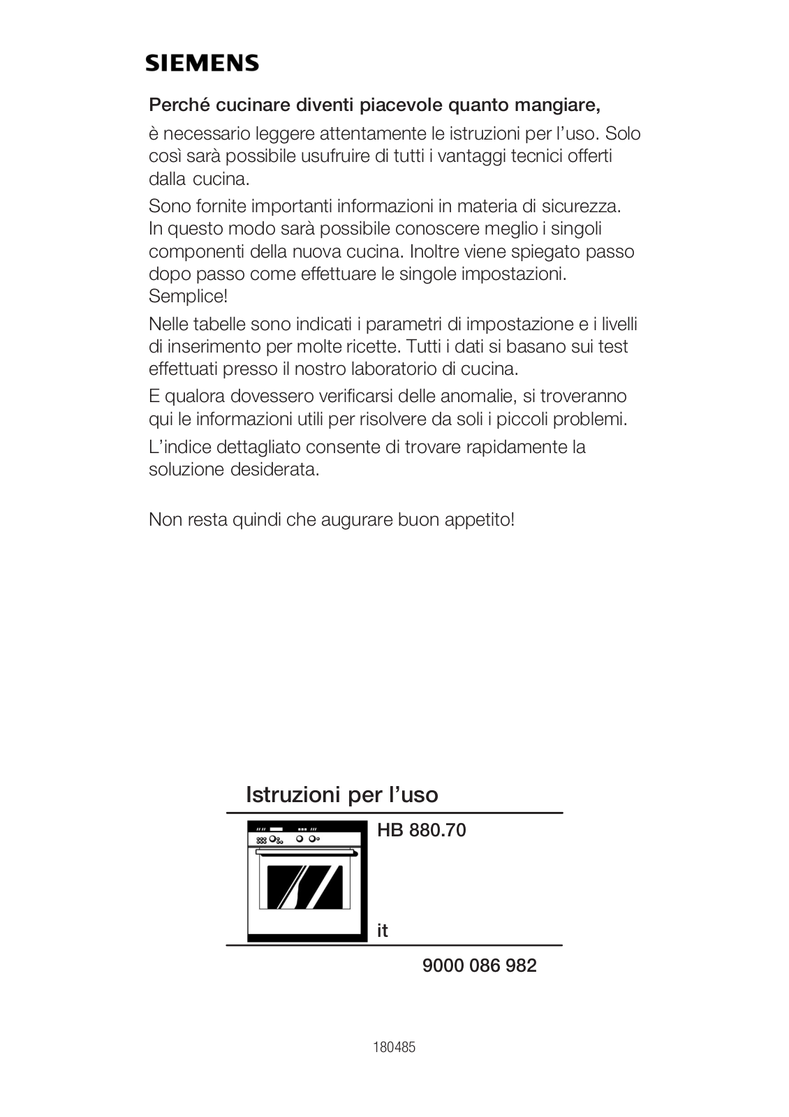 Siemens HB 880.70 User Manual