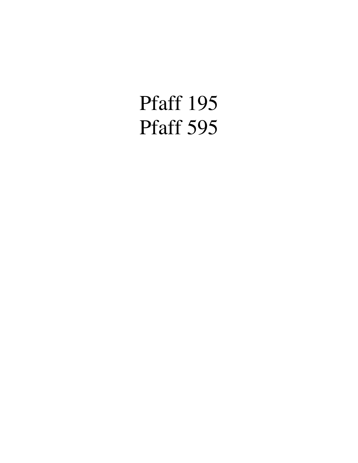 PFAFF 195, 595 Parts List