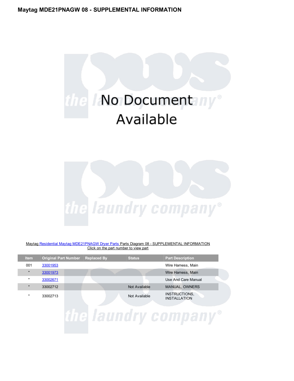 Maytag MDE21PNAGW Parts Diagram