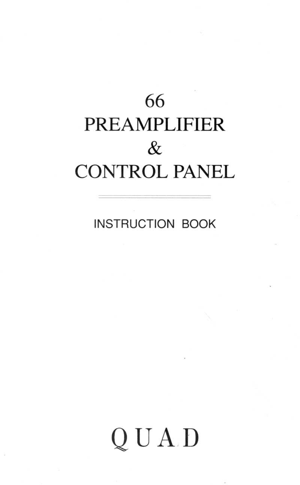 Quad 66 PREAMPLIFIER User Manual