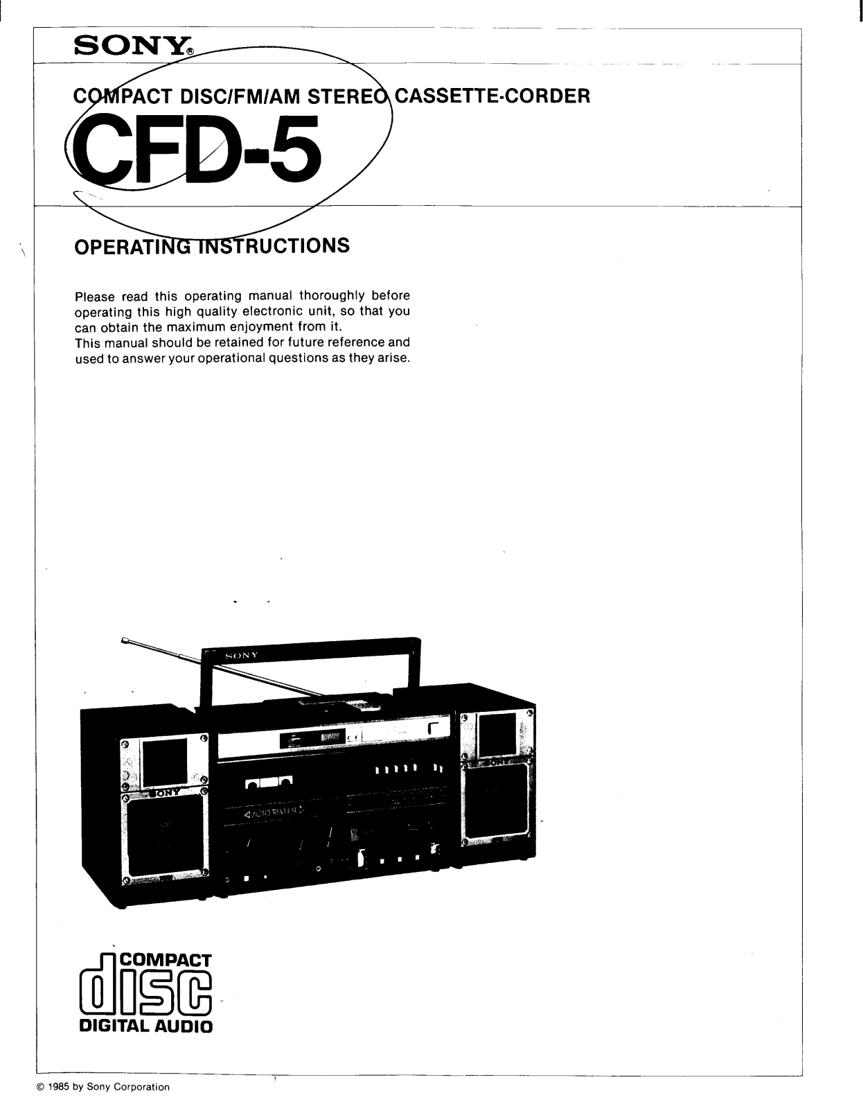 Sony CFD-5 User Manual